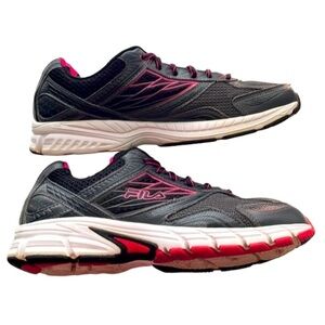 Fila Black and Hot Pink Leather & Synthetic Womens Running Shoe Sneaker Size 8.5